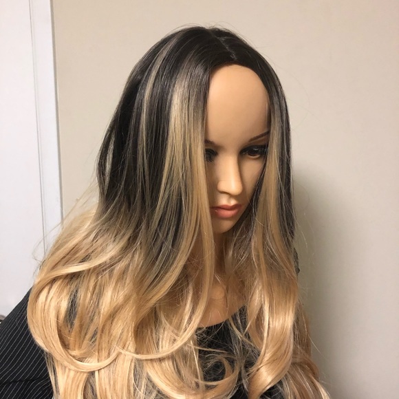 Black blonde wig ombré roots honey blonde balayage 28” new with tag - Main Image